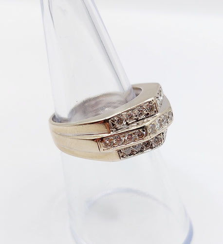 Anillo tank art déco oro blanco 18k y diamantes 