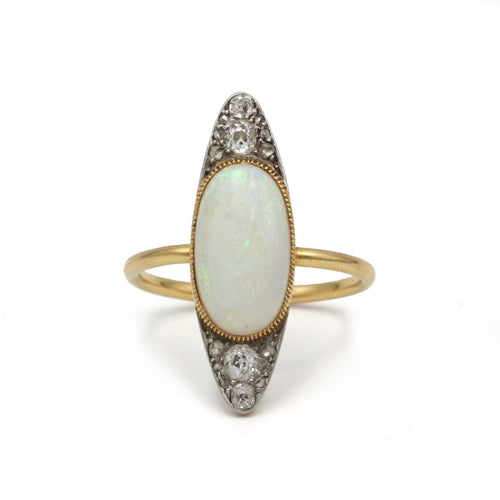 Bague 60 Bague Art Déco - Or, platine, diamants et opale 58 Facettes 250234R