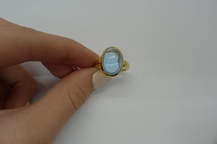 Bague 57 Bague or jaune et topaze cabochon 5 carats 58 Facettes 00023401