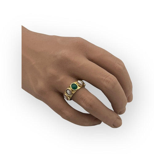 Bague 56 Bague or jaune 4 camées et une pierre verte 58 Facettes 149057397