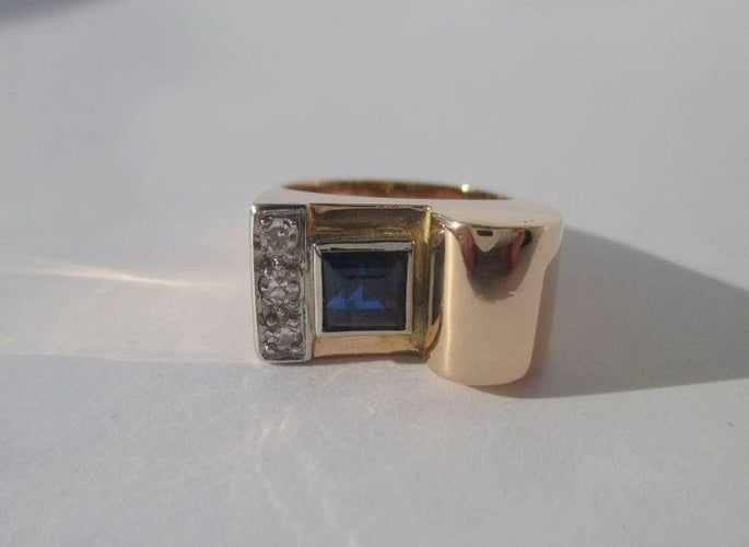 Bague 50 Importante bague Tank Art Déco 1940 58 Facettes