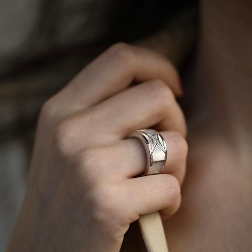 Bague 50 Bague Mauboussin Étoile Beauté en or gris 18K avec nacre et diamants – Taille 50 58 Facettes