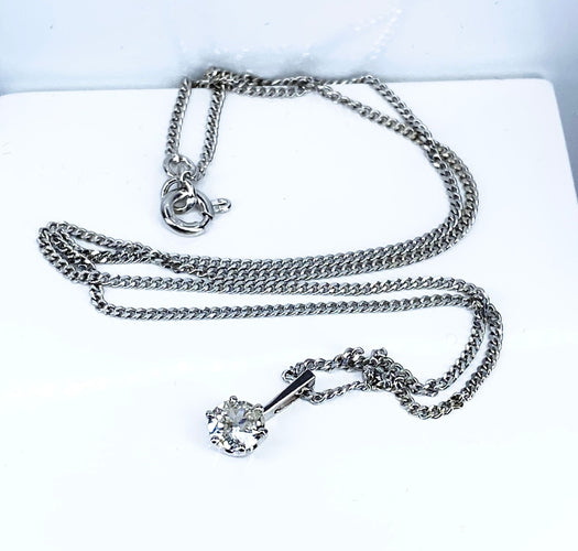 Collier Chaîne et pendentif en or blanc, diamant 0,40 carat 58 Facettes AB633