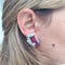 Boucles d'oreilles Boucles d'oreilles en platine et or jaune serties de rubis et de diamants 58 Facettes