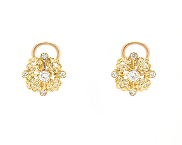 Boucles d'oreilles Boucles d'oreilles en or jaune serties de diamants de 1,16 ct 58 Facettes 13045