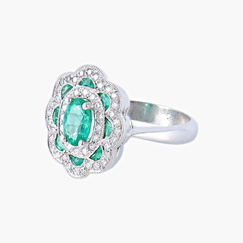 Bague 52 Bague Emeraude Diamants 58 Facettes