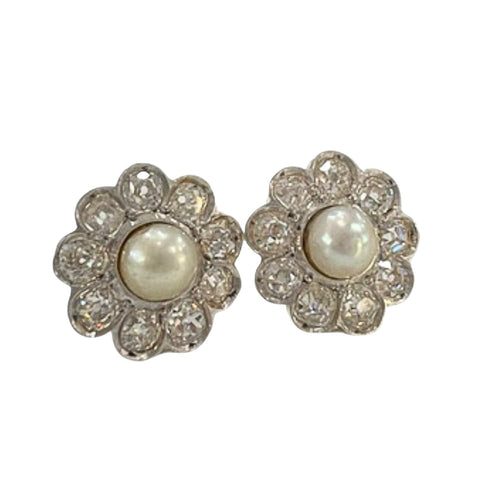 Boucles d'oreilles Boucles d'oreilles Art Déco en or et platine avec diamants et perles 58 Facettes Q322B(964)