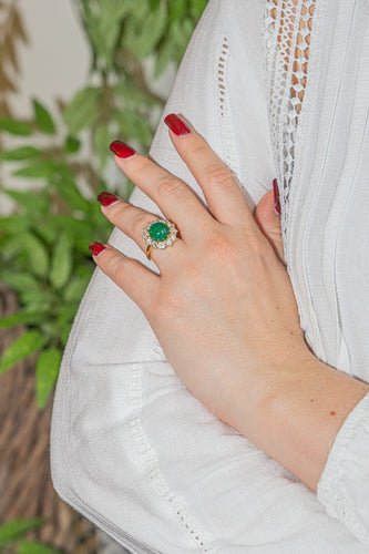 Bague 51 Bague Marguerite Or jaune Emeraude, Diamant 58 Facettes 3046564CN