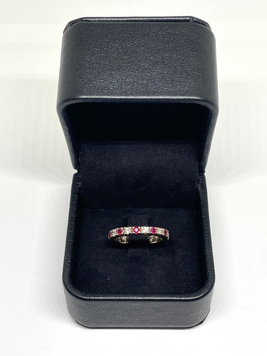 Bague 58 Bague or gris tour complet diamants et rubis 58 Facettes