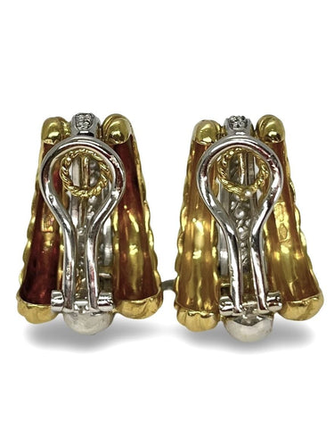 Boucles d'oreilles Boucles d'oreilles or jaune or blanc et diamants 0,40 ct 58 Facettes 00071301