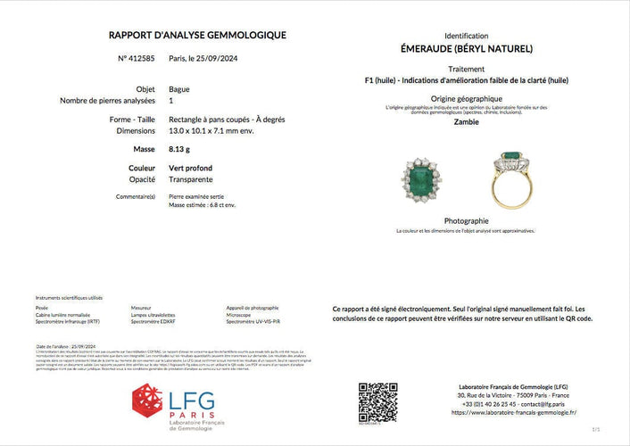 Bague 52 Bague or jaune émeraude 6,80 ct 58 Facettes 00021101