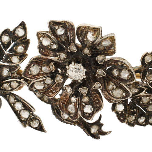 Broche Broche Trembleuse fin XIXè, diamants, or rose et argent 58 Facettes