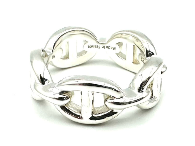 Bague 51 HERMES. Collection "Chaine d'ancre enchainée", bague argent 58 Facettes
