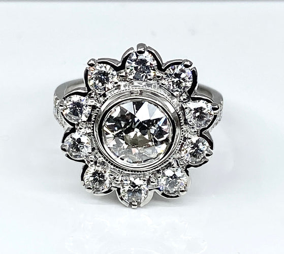 Bague 51 Bague marguerite en or blanc et diamant 58 Facettes AB332