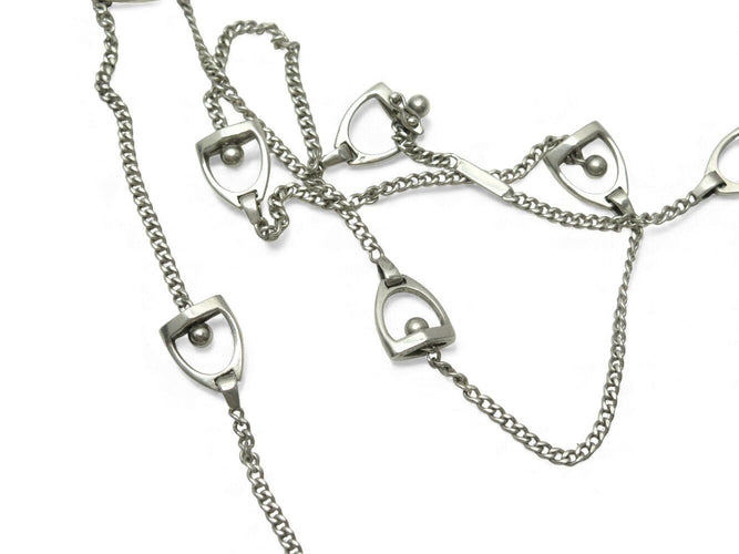 Collier rare vintage collier HERMES sautoir etrier gaetan de percin argent 800 58 Facettes 271808