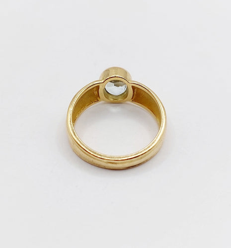 Bague 49 Bague jonc vintage or jaune 18k aigue marine de 0,70 carats 58 Facettes A06182