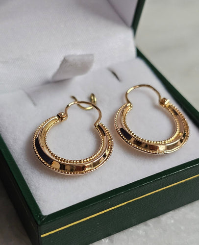 Boucles d'oreilles Créoles or rose, biseautées et perlées 58 Facettes 700