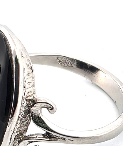 Bague 50 Bague en platine avec diamants et onyx 58 Facettes