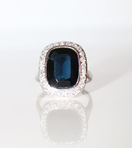 Bague 53 Bague Art Déco Saphir Diamants Platine 58 Facettes 565