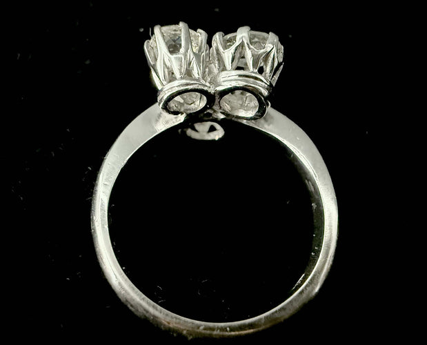 Bague 50 Bague Art Nouveau or blanc, sertie de 1,65 carat de diamants 58 Facettes