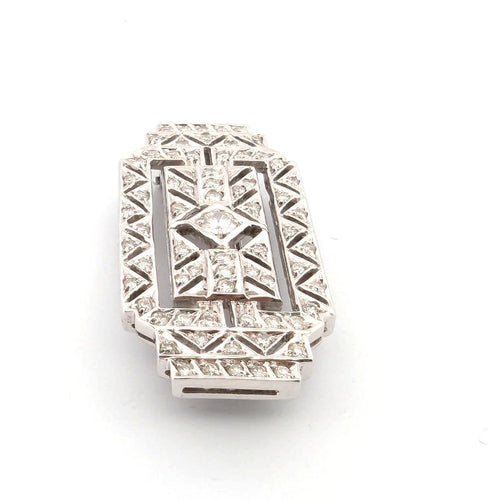 Broche Broche Art Déco en or blanc avec diamants 58 Facettes