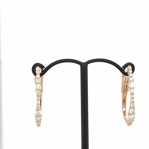 Boucles d'oreilles Boucles d'oreilles créoles en or rose 18 carats et diamants 58 Facettes