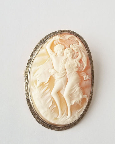 Pendentif Broche / pendentif ancienne camée or jaune et blanc 58 Facettes