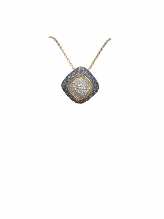 Collier Collier pendentif or jaune diamants et saphirs 58 Facettes