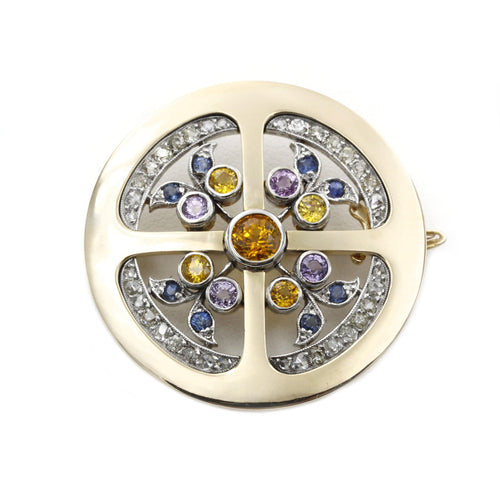 Broche Broche or jaune, saphirs & diamants 58 Facettes 250013R