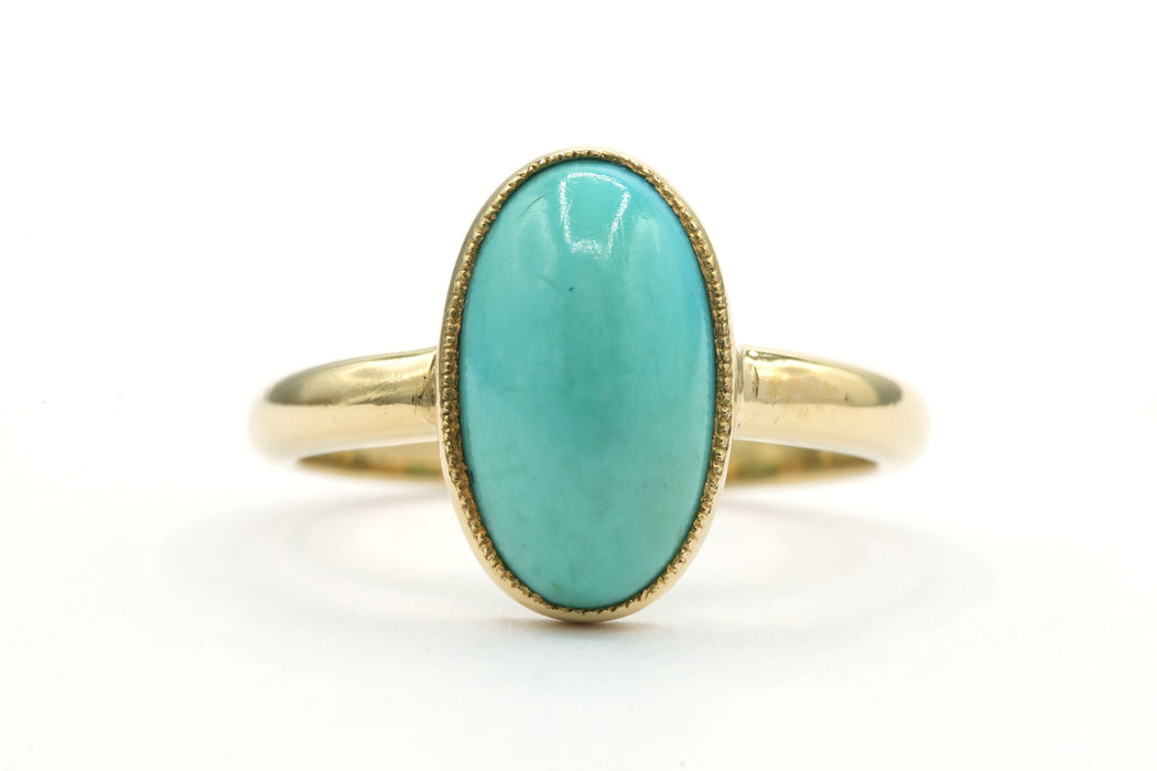 Bague 47 Bague contemporaine en or jaune sertie d'une turquoise 58 Facettes B420