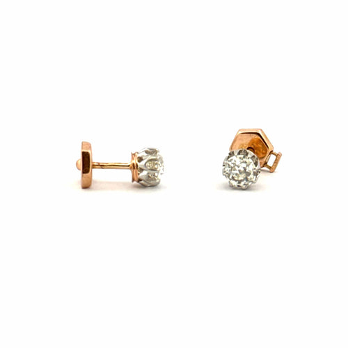 Boucles d'oreilles Puces d’oreilles anciennes or et diamants 58 Facettes