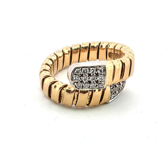 Bague 54 Bague à maillons souples en or jaune et or blanc avec diamants 58 Facettes