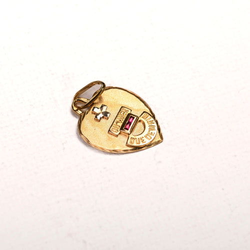 Pendentif AUGIS-Médaille d'amour cœur rubis en or jaune 58 Facettes LMB-319