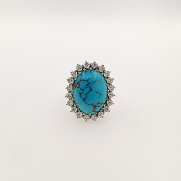 Bague 52 Bague avec Turquoise et Diamants 58 Facettes