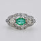 Bague 54 Bague Art-Déco 1930 Platine Emeraude Naturelle et Diamant TA 58 Facettes