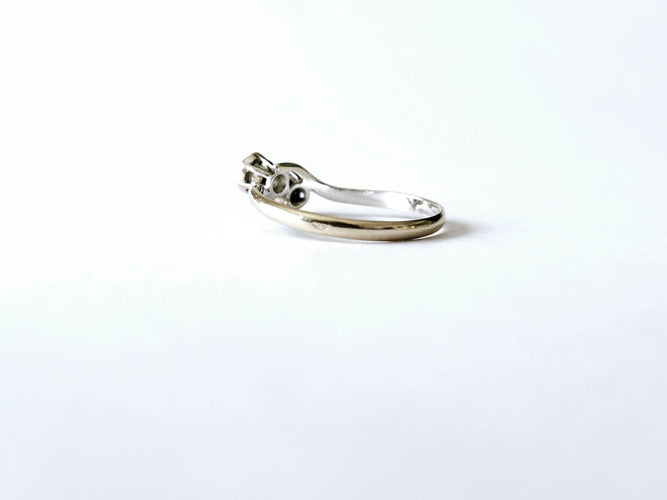 Bague 53 Bague toi et moi en or blanc 18 k avec diamant et saphir 58 Facettes