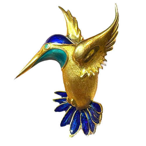 Broche Broche Colibri Naturaliste or jaune 58 Facettes