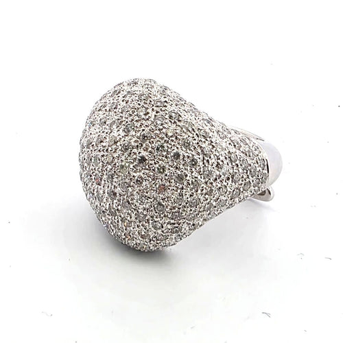 Bague 58 Bague OC Splendide et importante en or blanc sertie de diamants pavés 58 Facettes