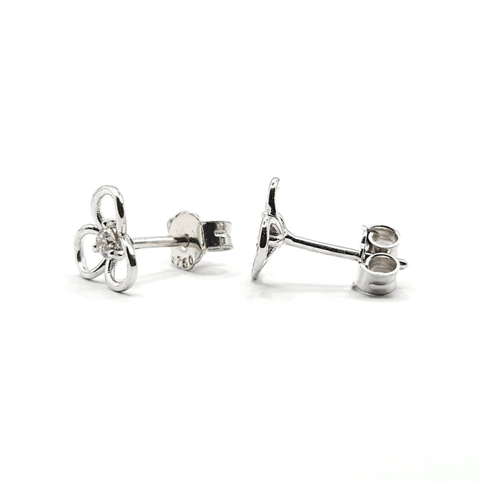 Boucles d'oreilles Boucles d'oreilles fleurs or blanc diamants 58 Facettes