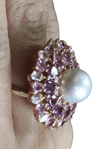 Bague 54 Bague cocktail Perle Or jaune 58 Facettes N2973