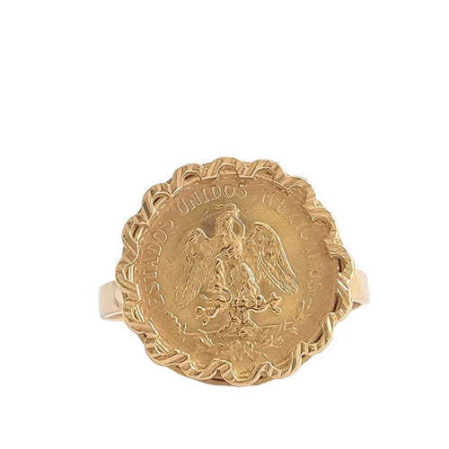 Bague 59 Bague pièce Dos Pesos de 1945 en or jaune 18 carats - Taille EU59 58 Facettes GEL-RI-2PES-YG