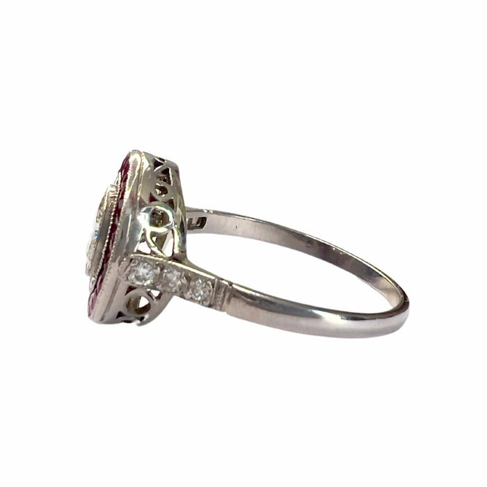 Bague SORTIJA ESTILO ART DECO de PLATINO 950 kts con DIAMANTES y RUBIES 58 Facettes A2576 (924)