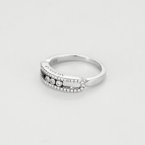 Bague 53 Messika - Bague pavée Baby Move en or gris et diamants 58 Facettes 58FC26