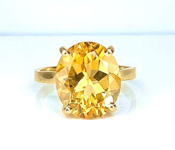 Bague 46.5 Bague en or jaune 18 carats et citrine 58 Facettes AB492