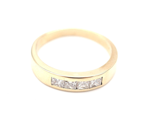 Bague 58 Bague or jaune, diamant princesse 58 Facettes