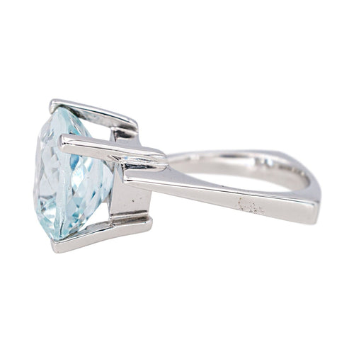 Bague 53 Bague  Solitaire  Or blanc Aigue marine 58 Facettes 4152530RV