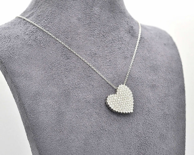 Collana Alfieri in oro bianco 18 carati con pendente a cuore e diamanti da 2,40 carati 