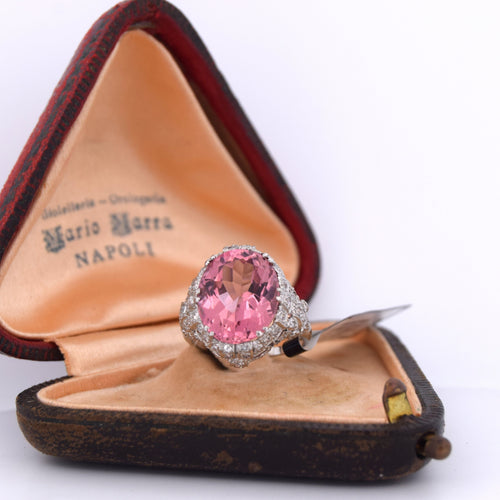 Bague 49 Bague en platine avec tourmaline 8.00 ct et diamants 0.50 ct 58 Facettes AN532