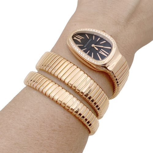 Montre Montre Bulgari, "Serpenti Tubogas", or rose, diamants. 58 Facettes 34807