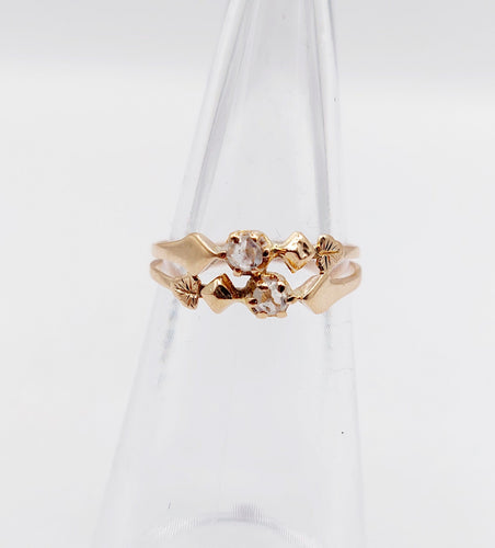 Bague 47 Bague antique toi et moi or rose 18k diamants taille roses (circa 1900) 58 Facettes A06295